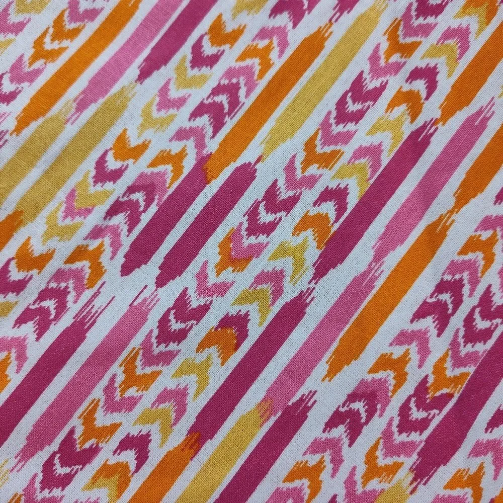 Handmade Reversible Tie On Dog Pet Bandana Orange Pink Yellow Striped Pattern